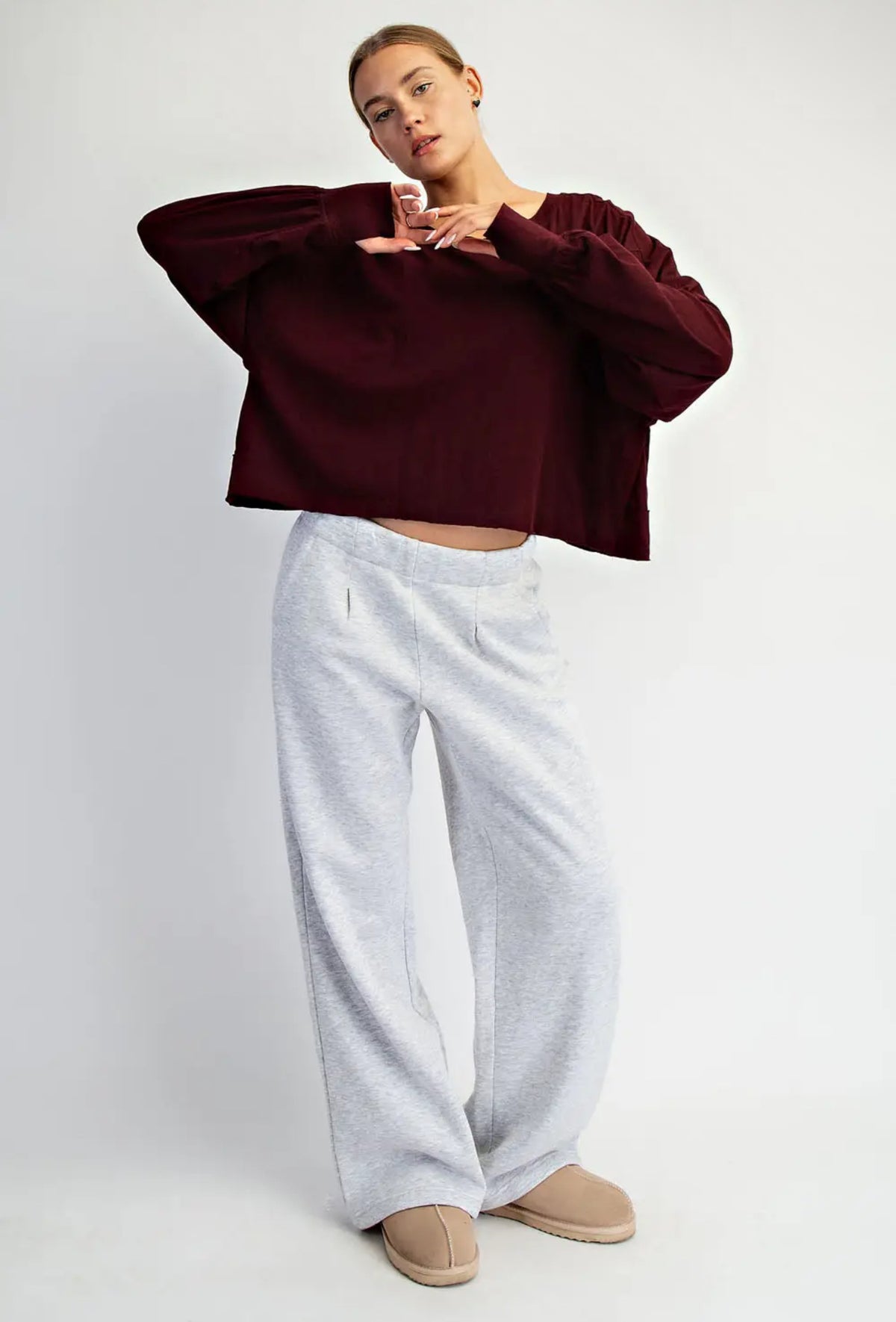 Rae Mode Long Sleeve Open Back Top
