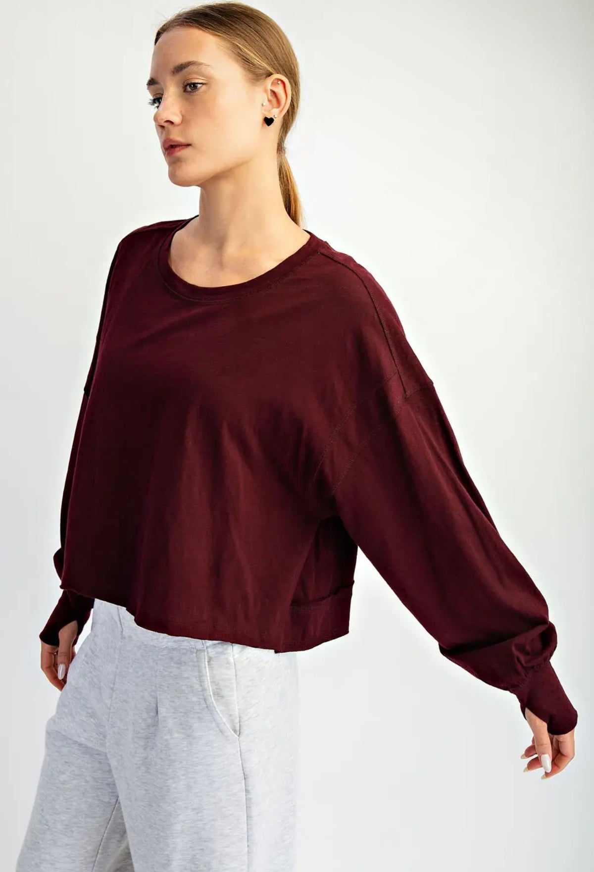 Rae Mode Long Sleeve Open Back Top