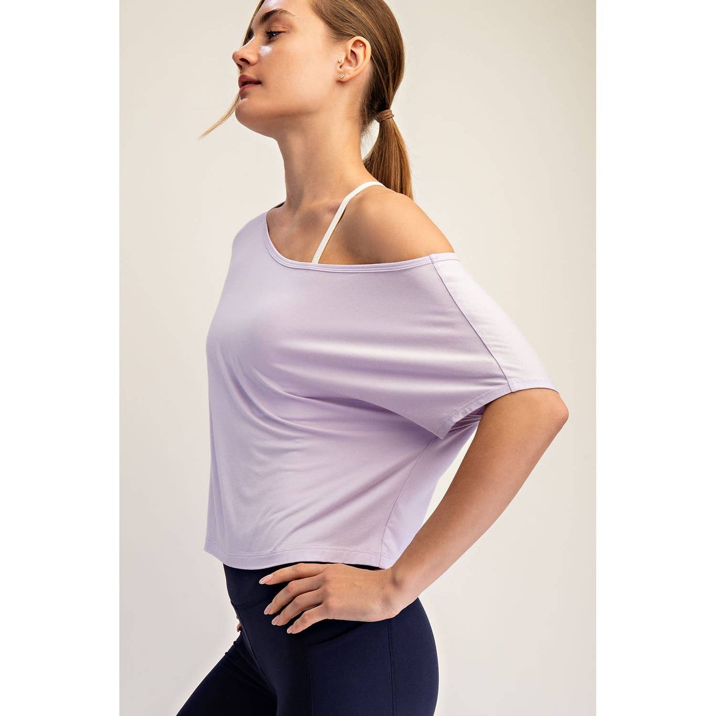 Viscose Modal Cropped Off Shoulder Top