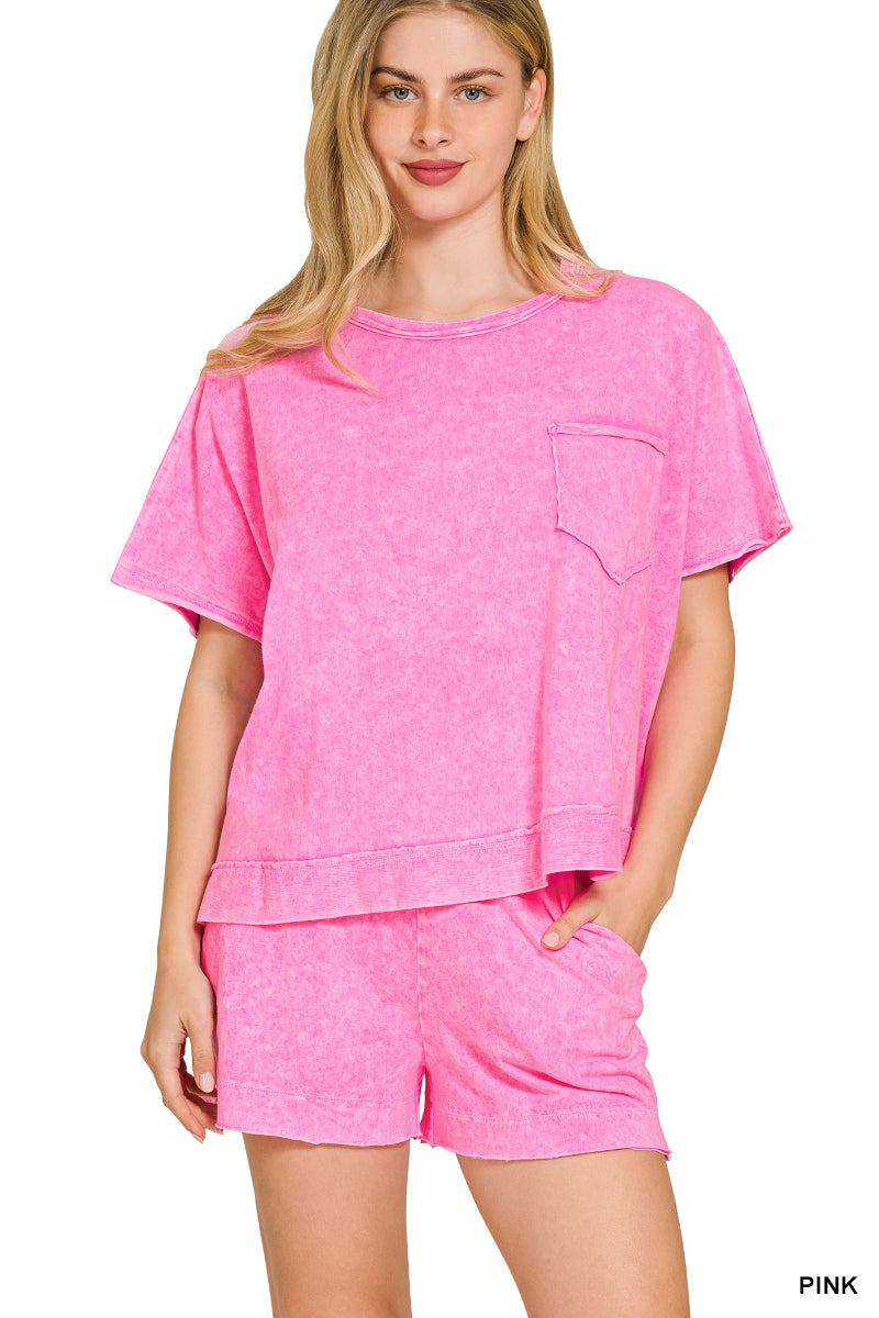 Halo Snow Washed Boxy Top & Shorts Set