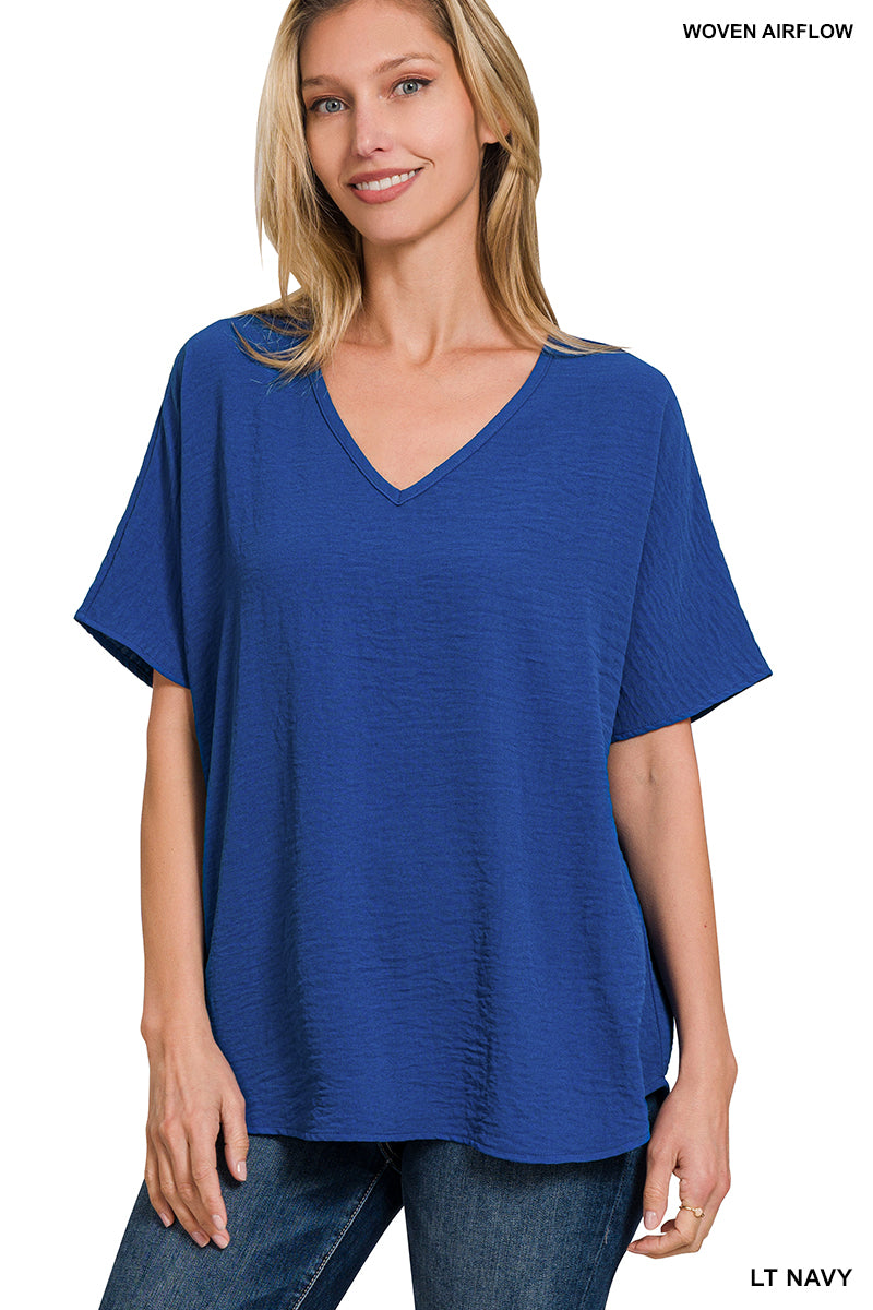 Wanda Woven Airflow V-Neck Top