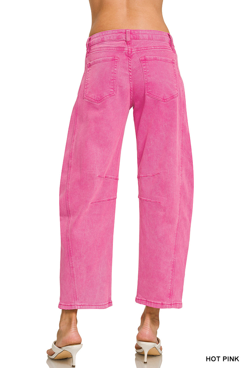 Acid Washed Barrel Leg Jeans