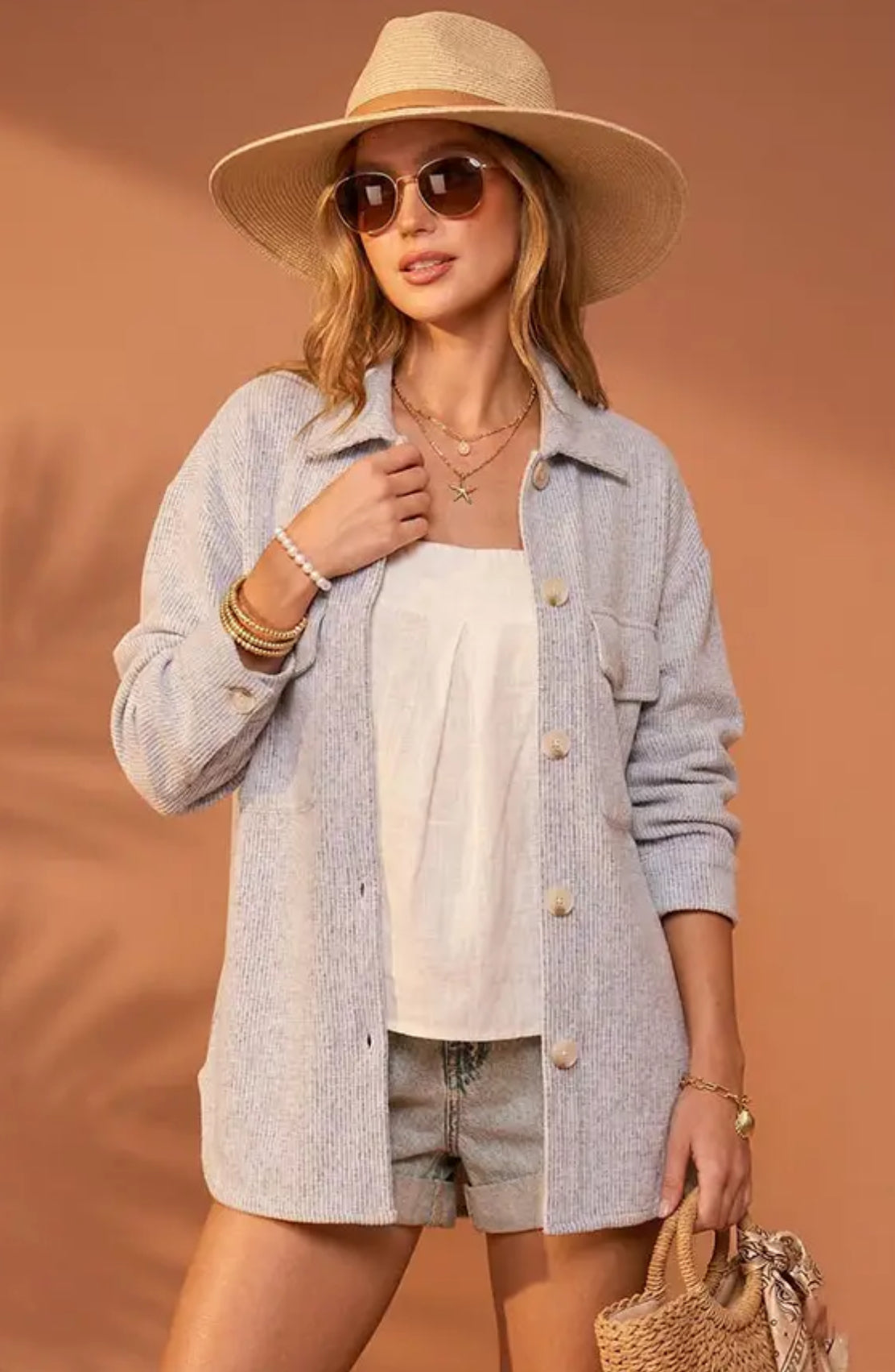 Becky Brushed Waffle Shacket