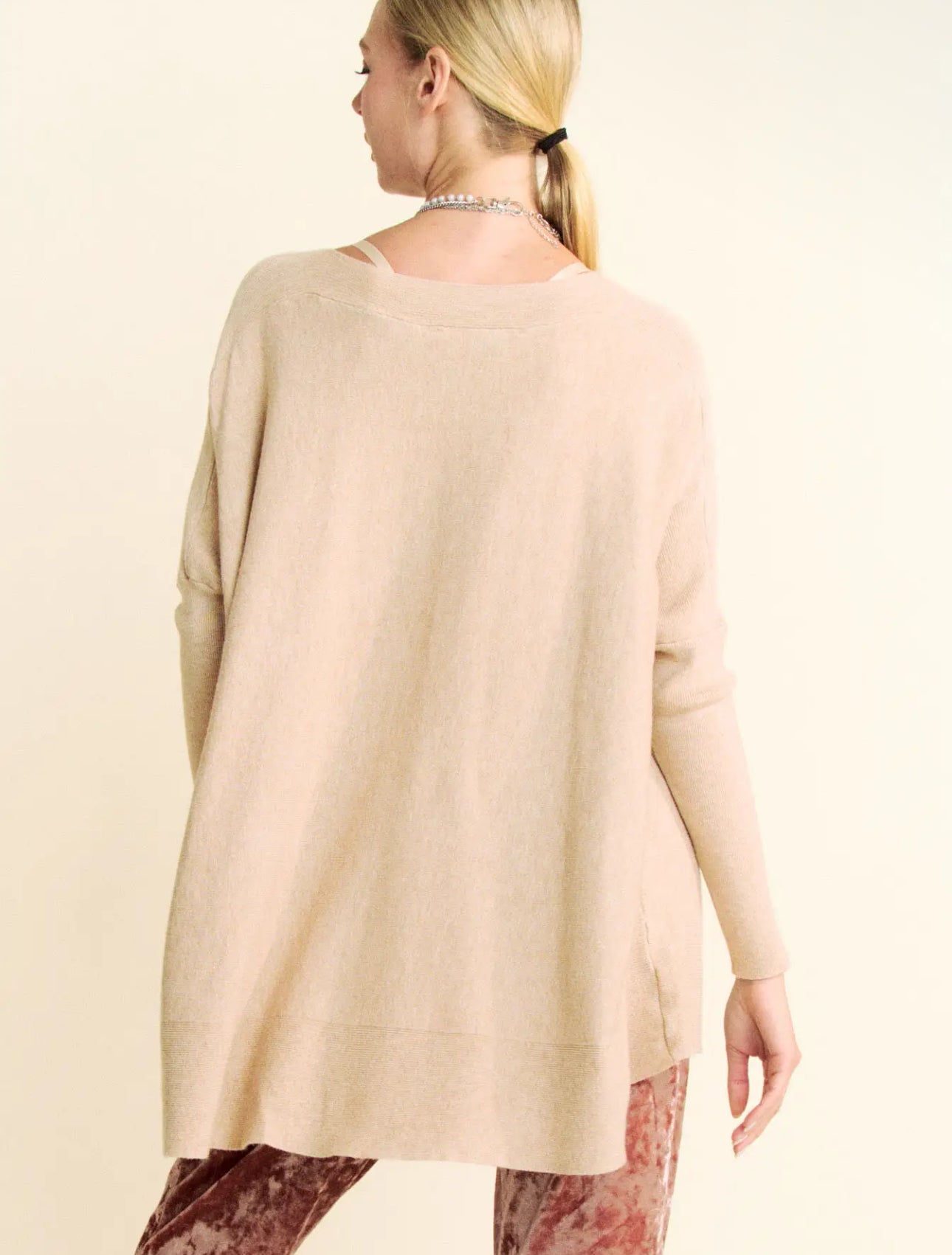 Brushed Knit Dolman Sleeve Tunic Sweater