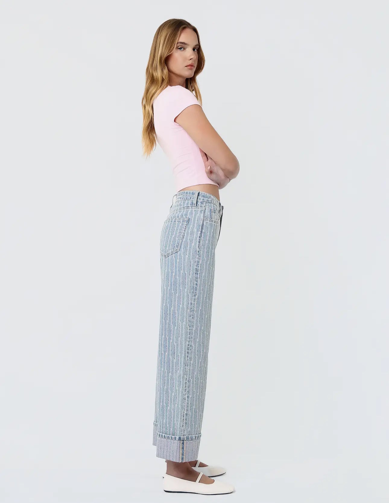 Hey Sun Super High Rise Wide Leg Cuffed Jeans