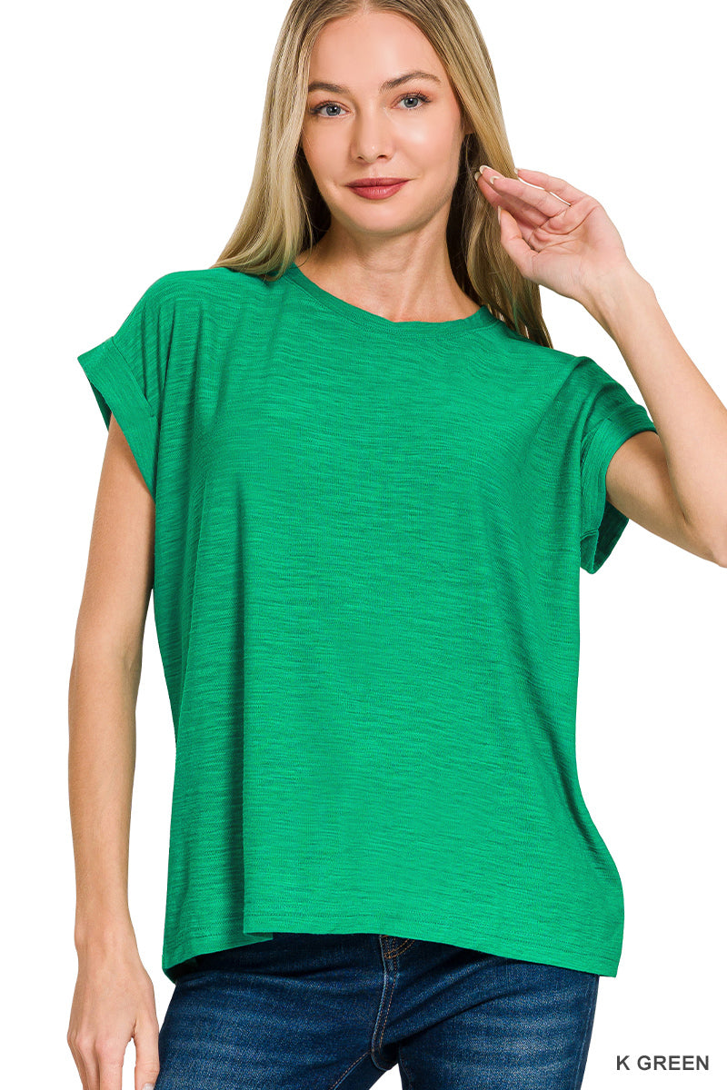 Slub Cuffed Sleeve Tee