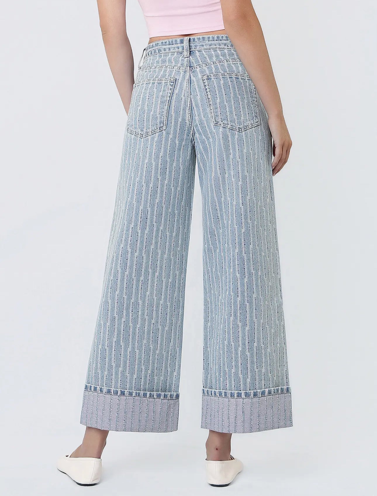 Hey Sun Super High Rise Wide Leg Cuffed Jeans