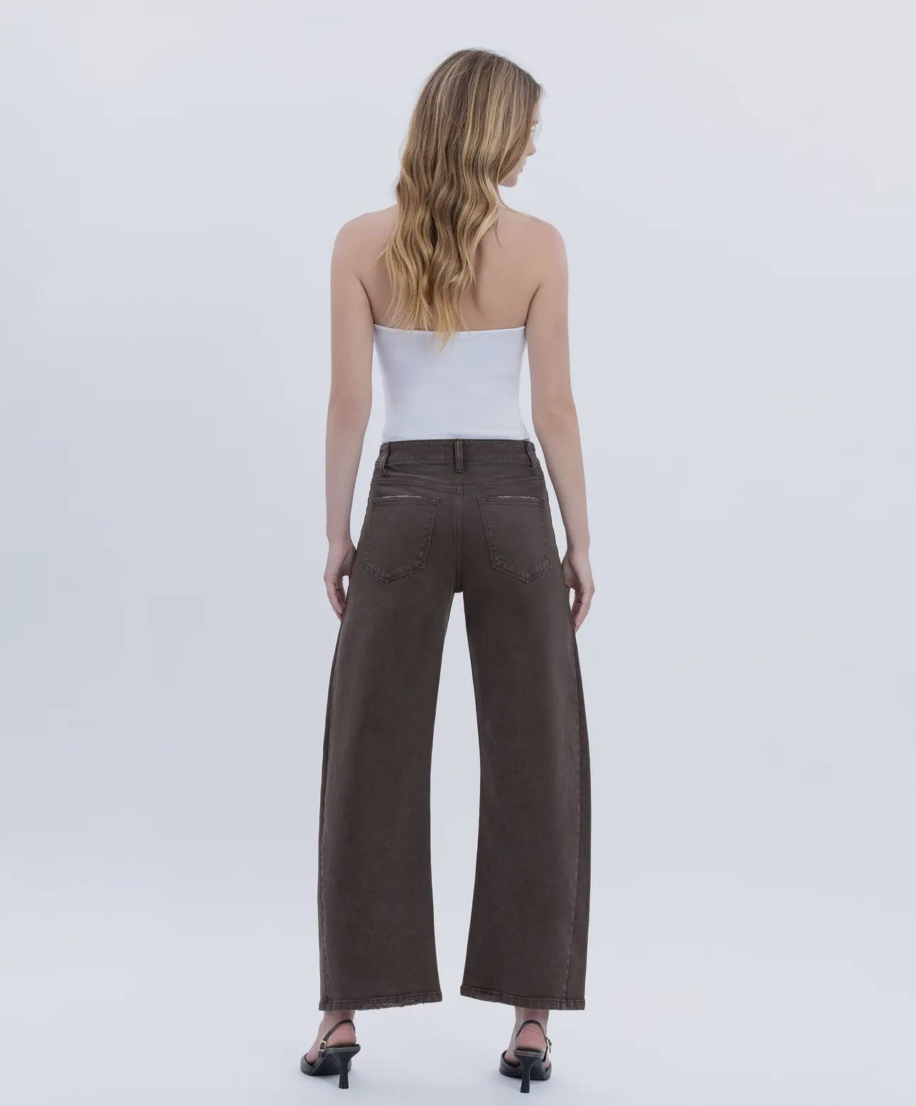 Kate High Rise Brown Barrel Jeans
