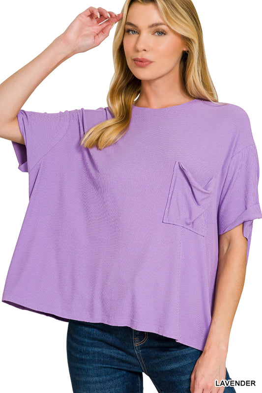 Solid Short Sleeved Ribbed Top