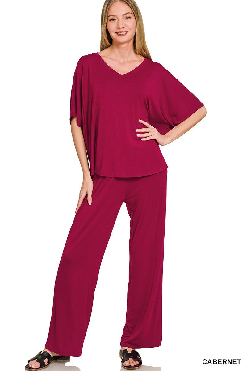 V-Neck Oversized Top & Pants Set