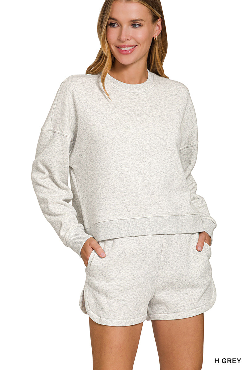 Fleece Long Sleeve Sweatshirt & Shorts Set