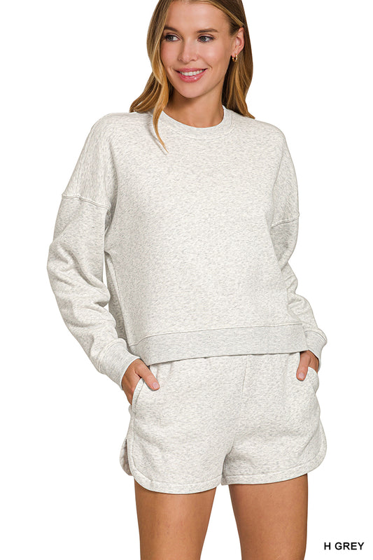 Fleece Long Sleeve Sweatshirt & Shorts Set