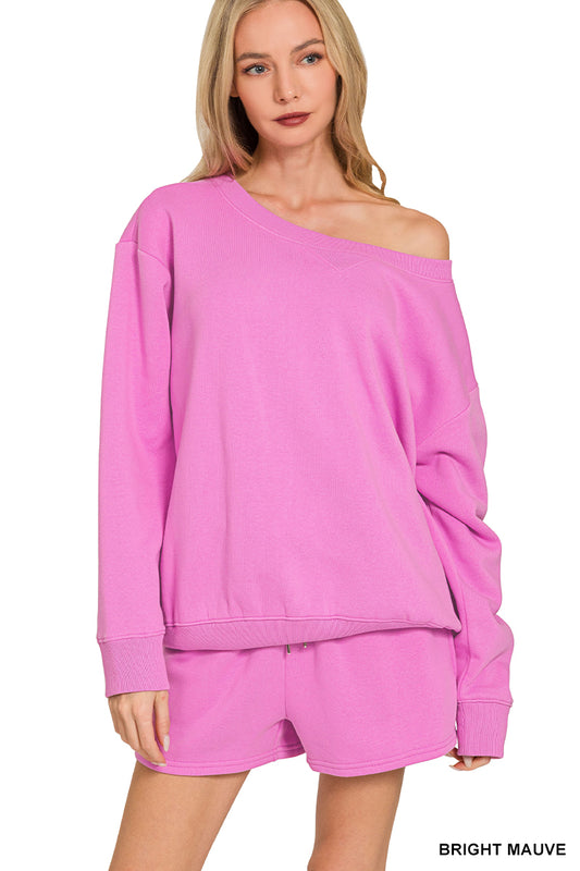 Boat Neck Sweatshirt & Shorts Set