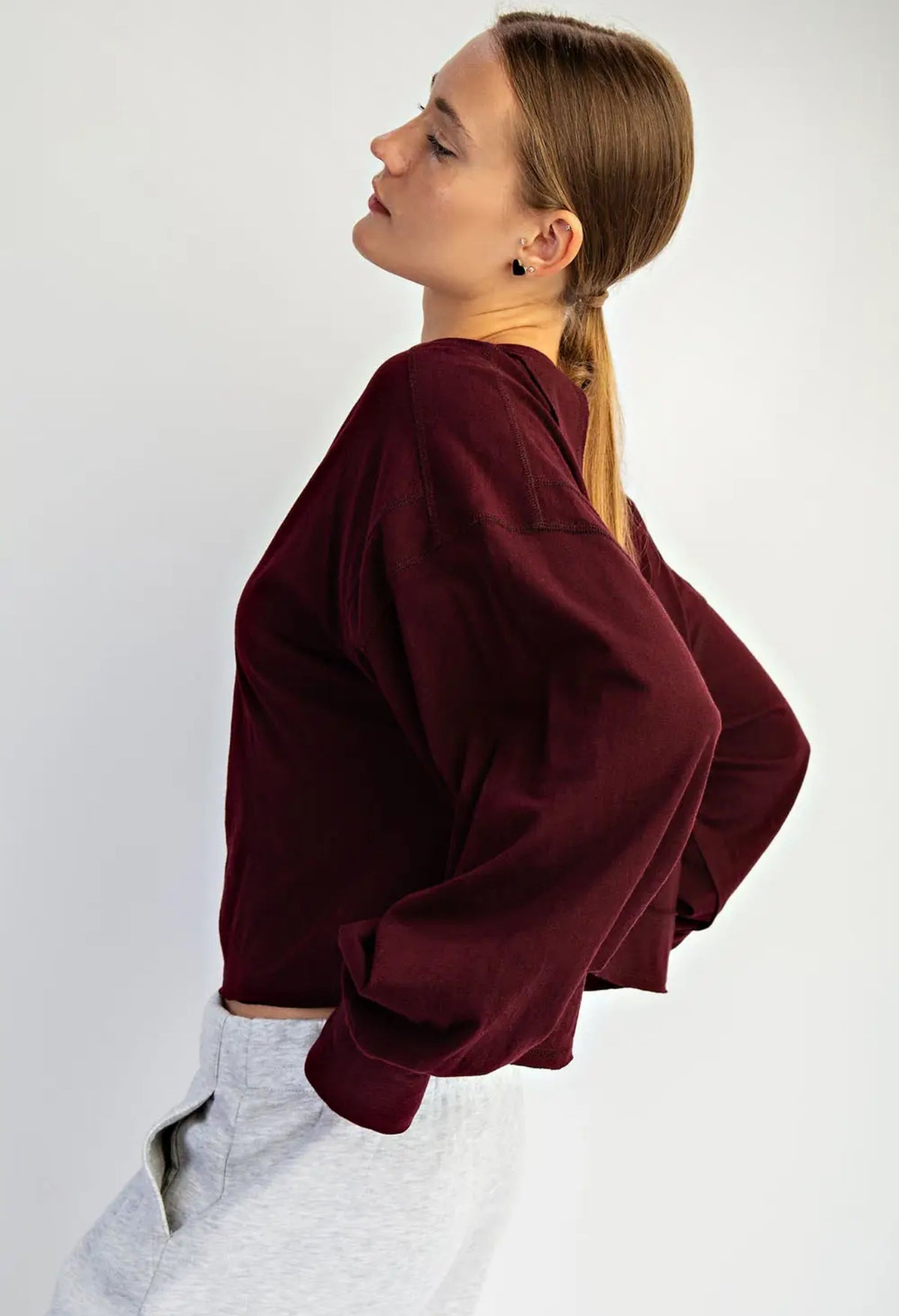 Rae Mode Long Sleeve Open Back Top