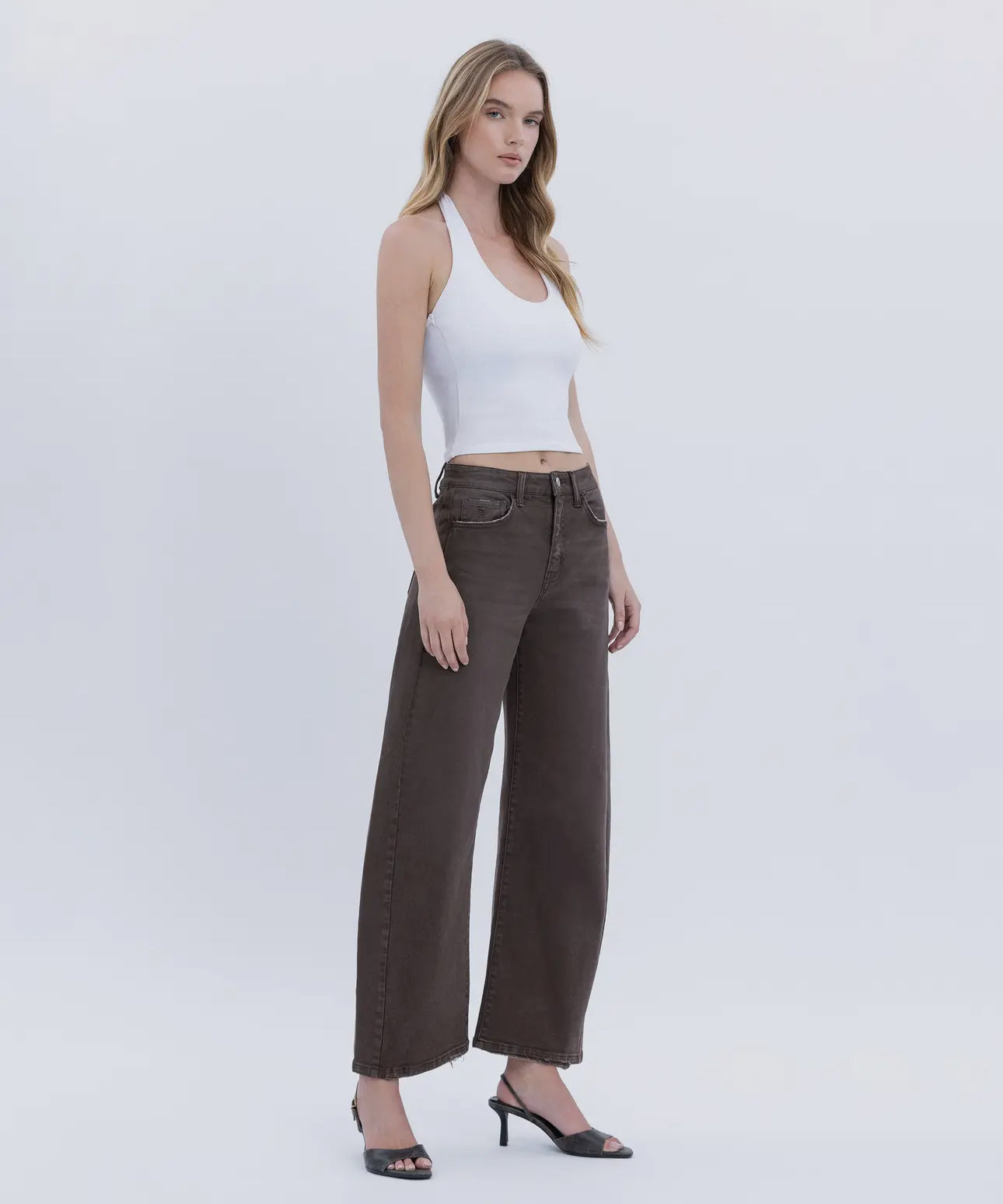 Kate High Rise Brown Barrel Jeans