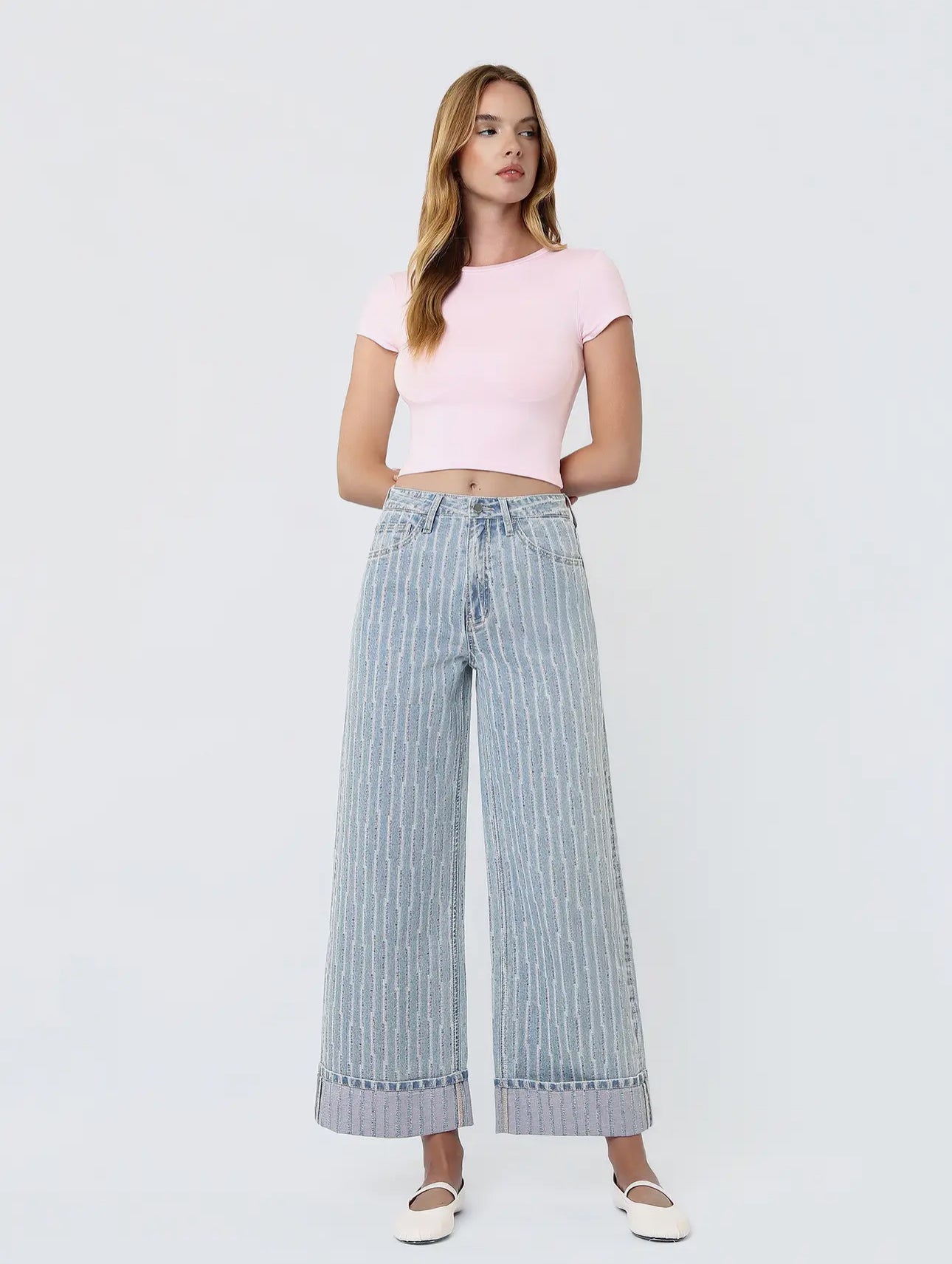 Hey Sun Super High Rise Wide Leg Cuffed Jeans