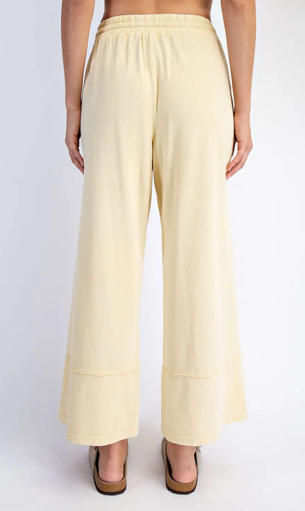 Cotton Poly Cropped Wide Leg Pants