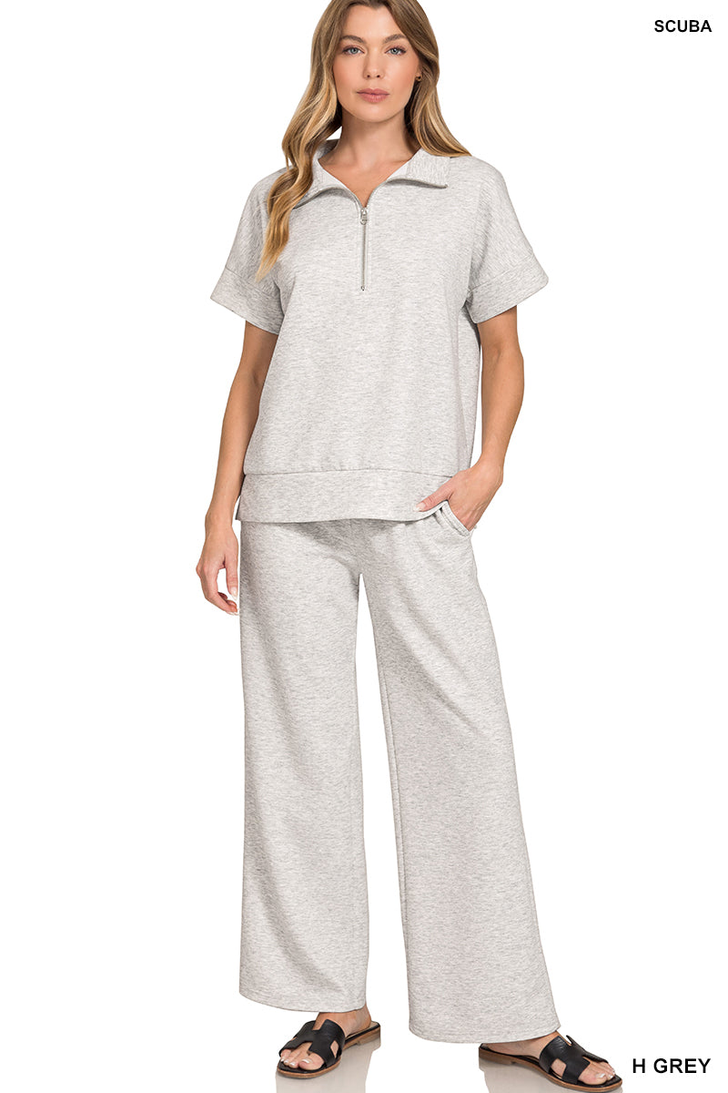 Scuba High Neck Half Zip Top & Pants Set