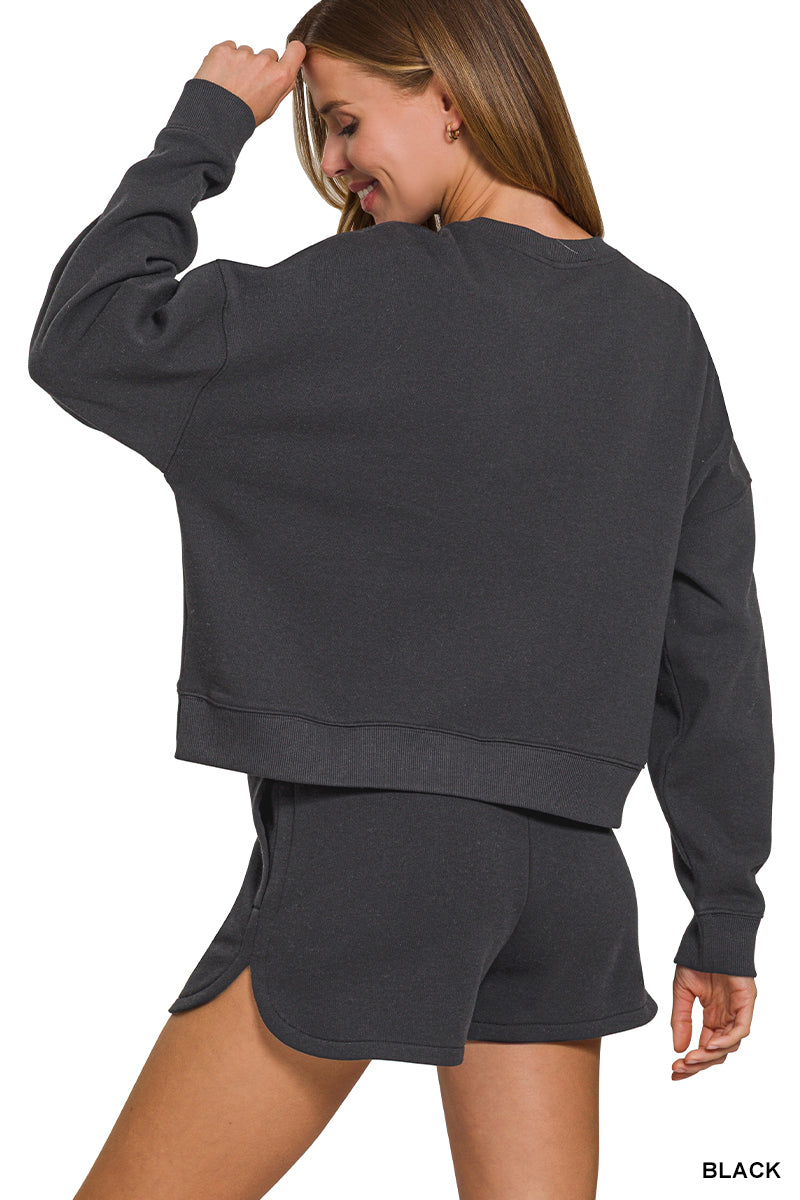 Fleece Long Sleeve Sweatshirt & Shorts Set