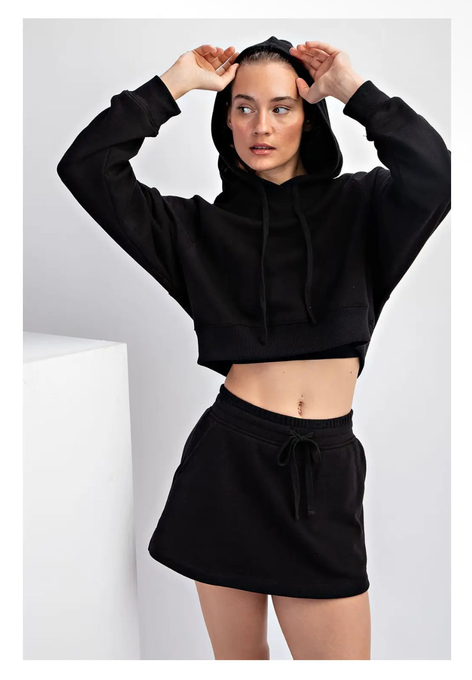 French Terry Cropped Hoodie
