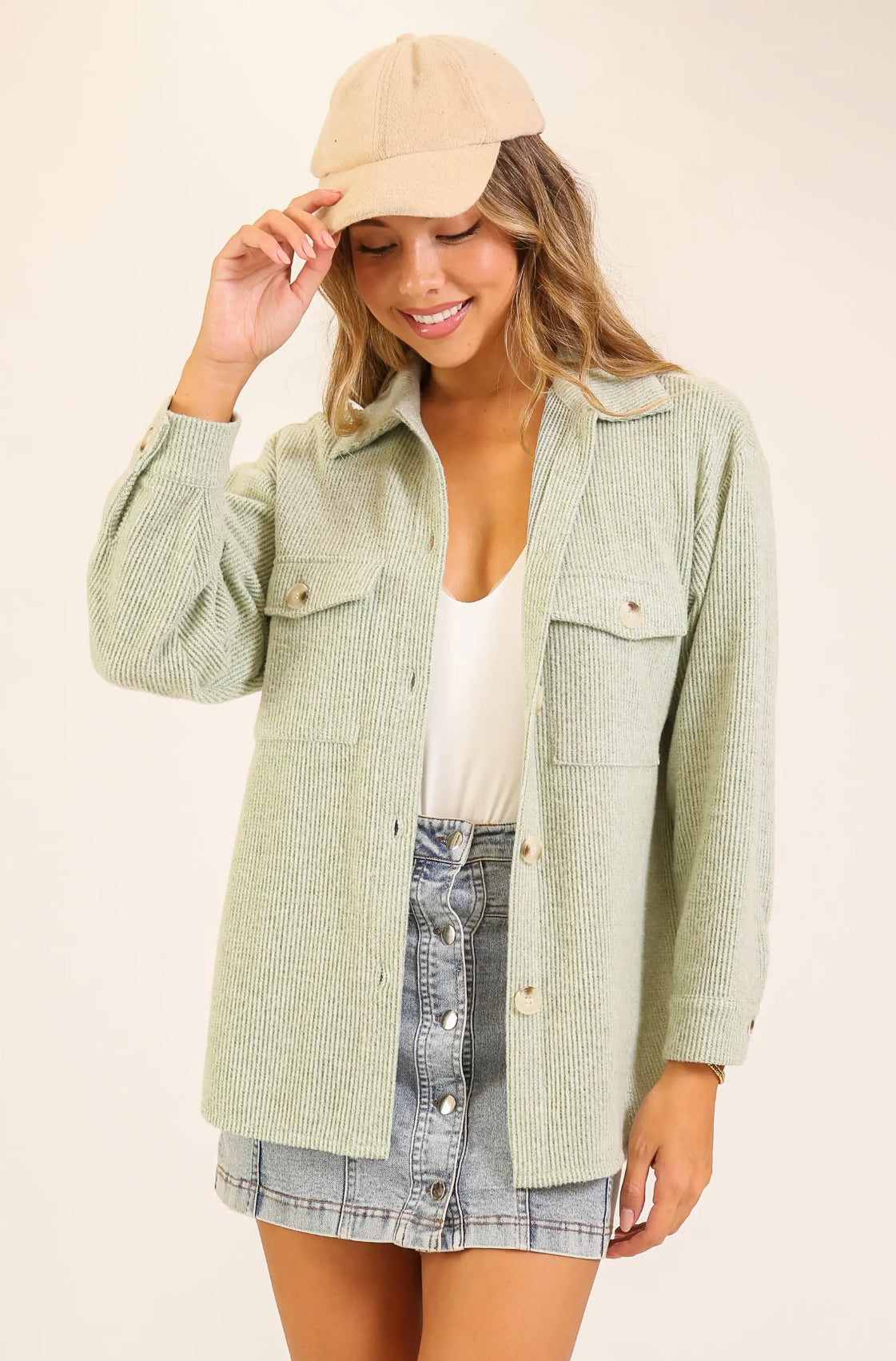 Becky Brushed Waffle Shacket