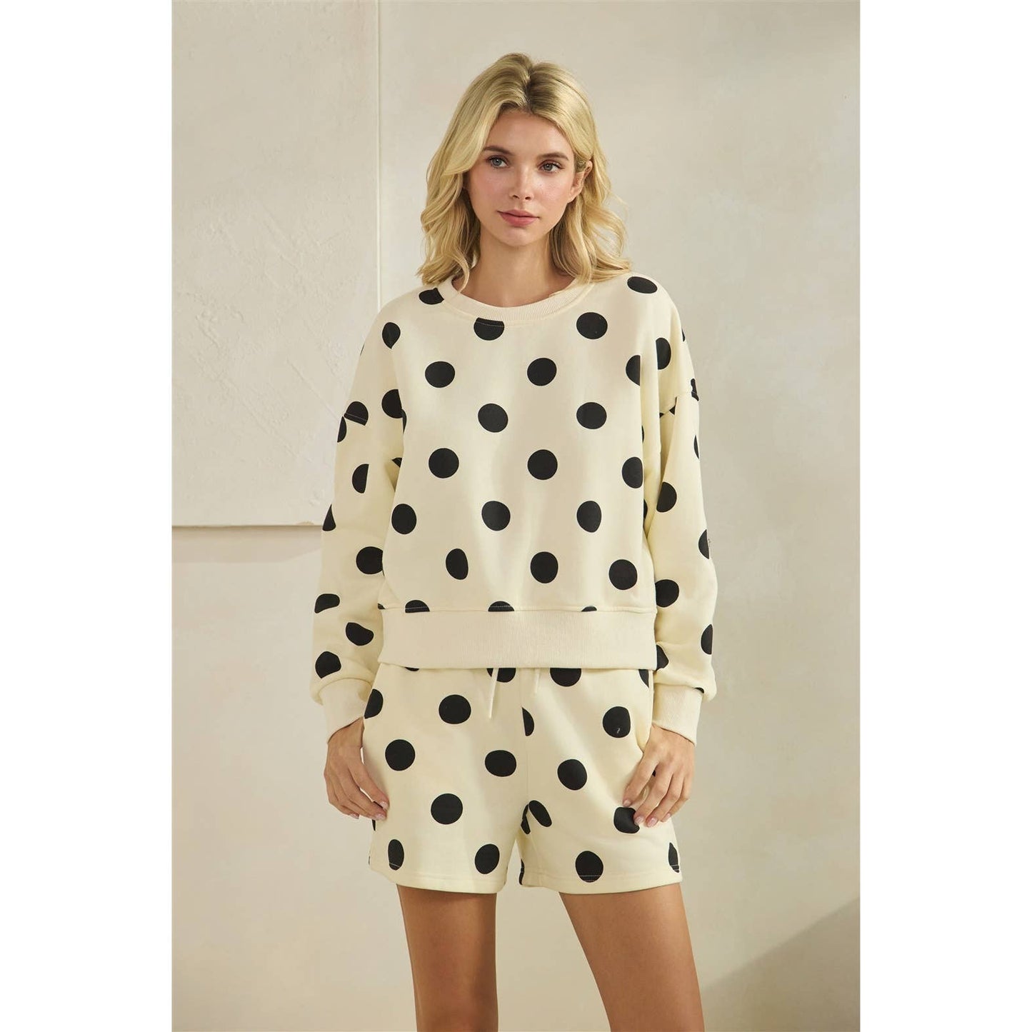 Polka Dot Crew Neck Sweatshirt