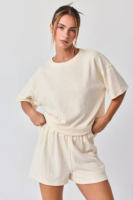 Amaya Textured Knit Top and Shorts Set