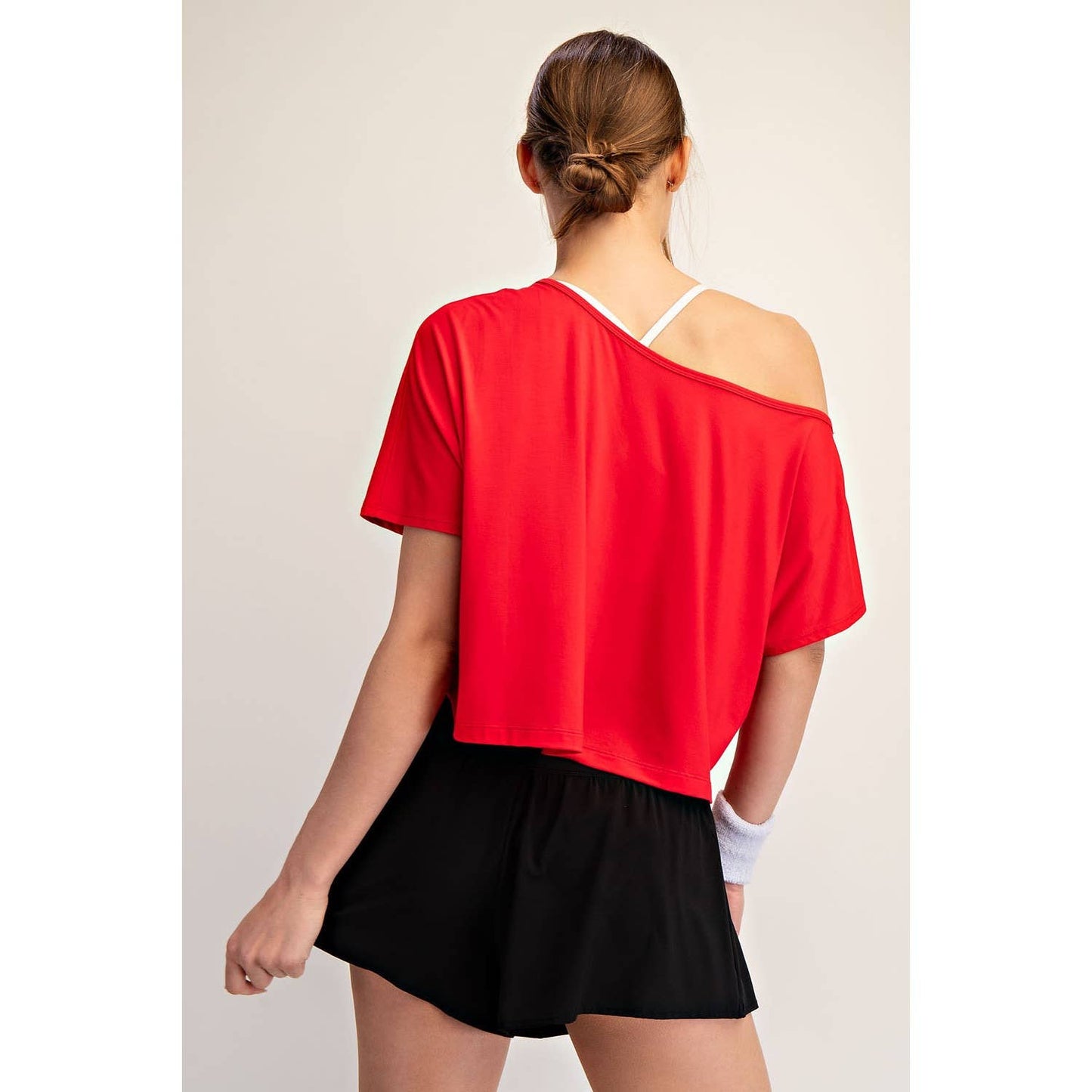 Viscose Modal Cropped Off Shoulder Top
