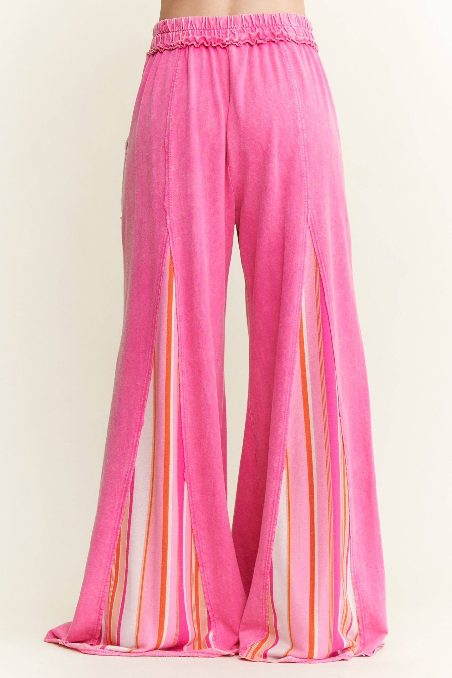 Mineral Washed Striped Detail Flare Pants