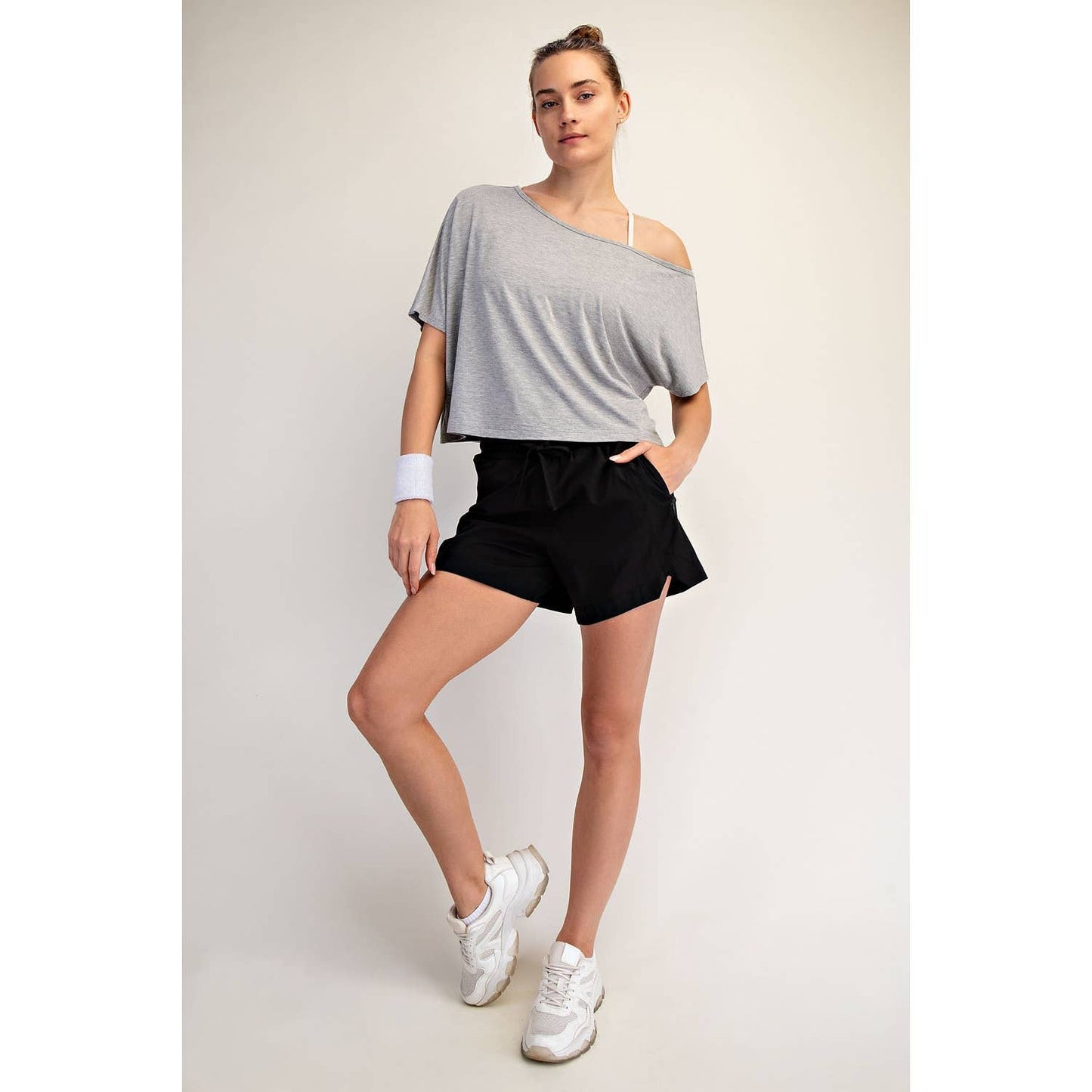 Viscose Modal Cropped Off Shoulder Top