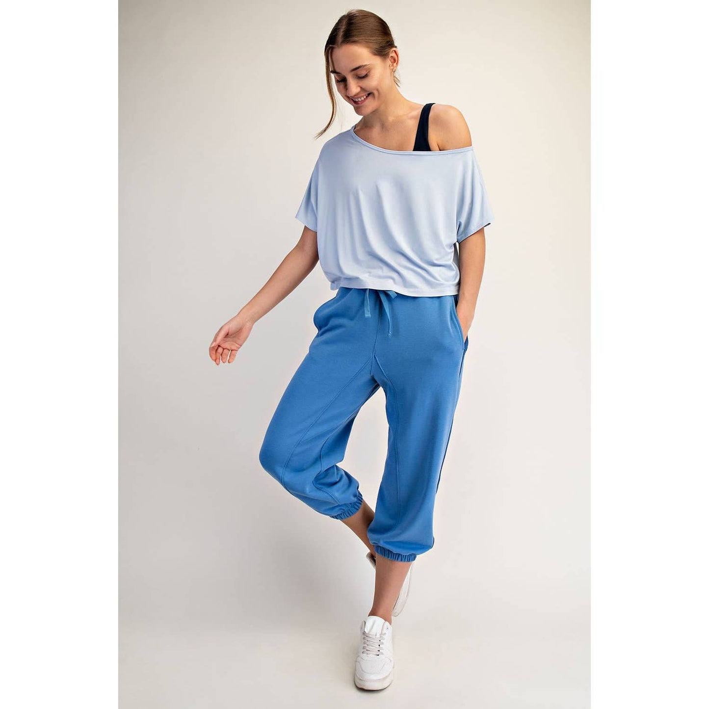 Viscose Modal Cropped Off Shoulder Top