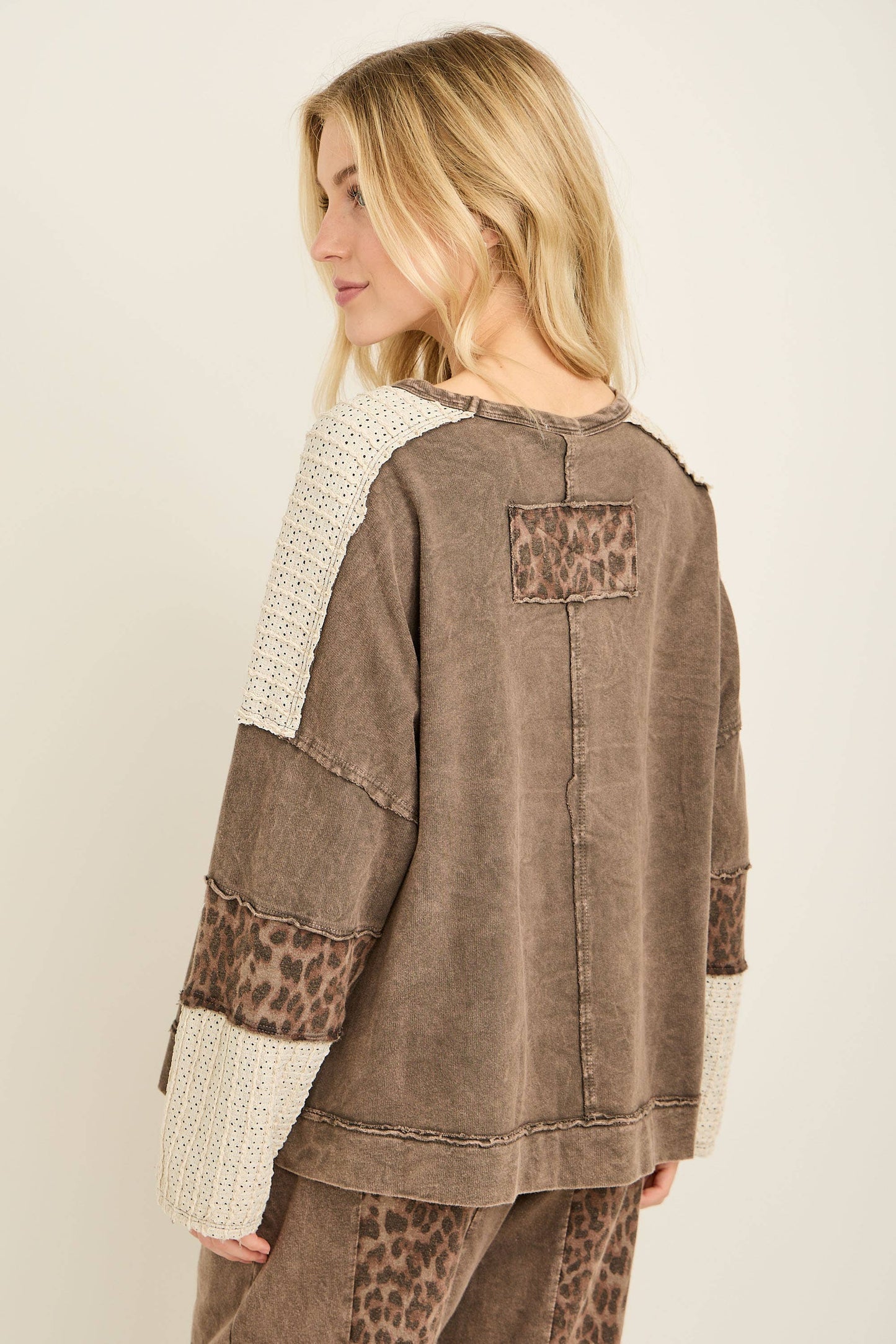Mineral Washed Leopard Cheetah Star Patched Top