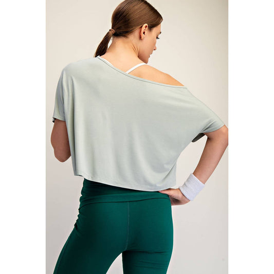Viscose Modal Cropped Off Shoulder Top