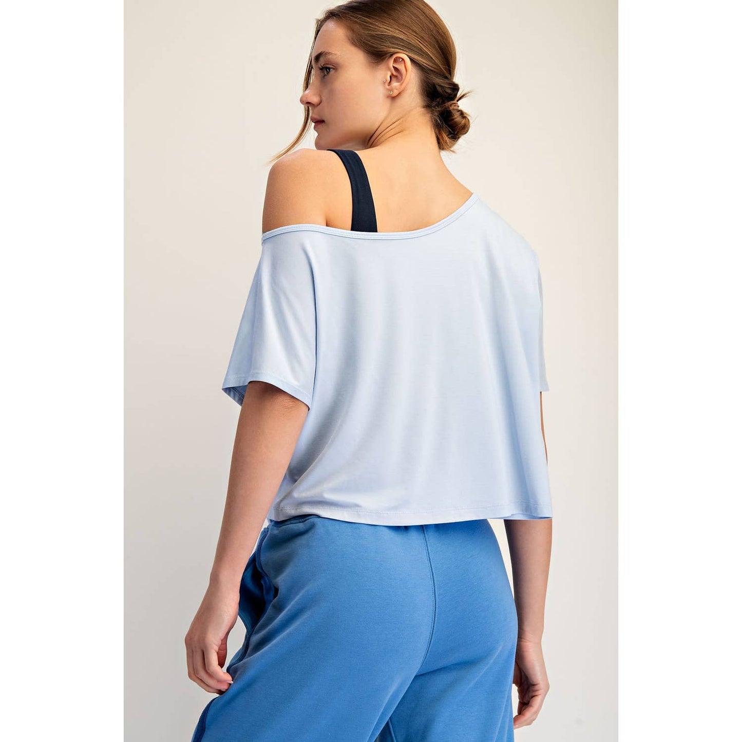Viscose Modal Cropped Off Shoulder Top