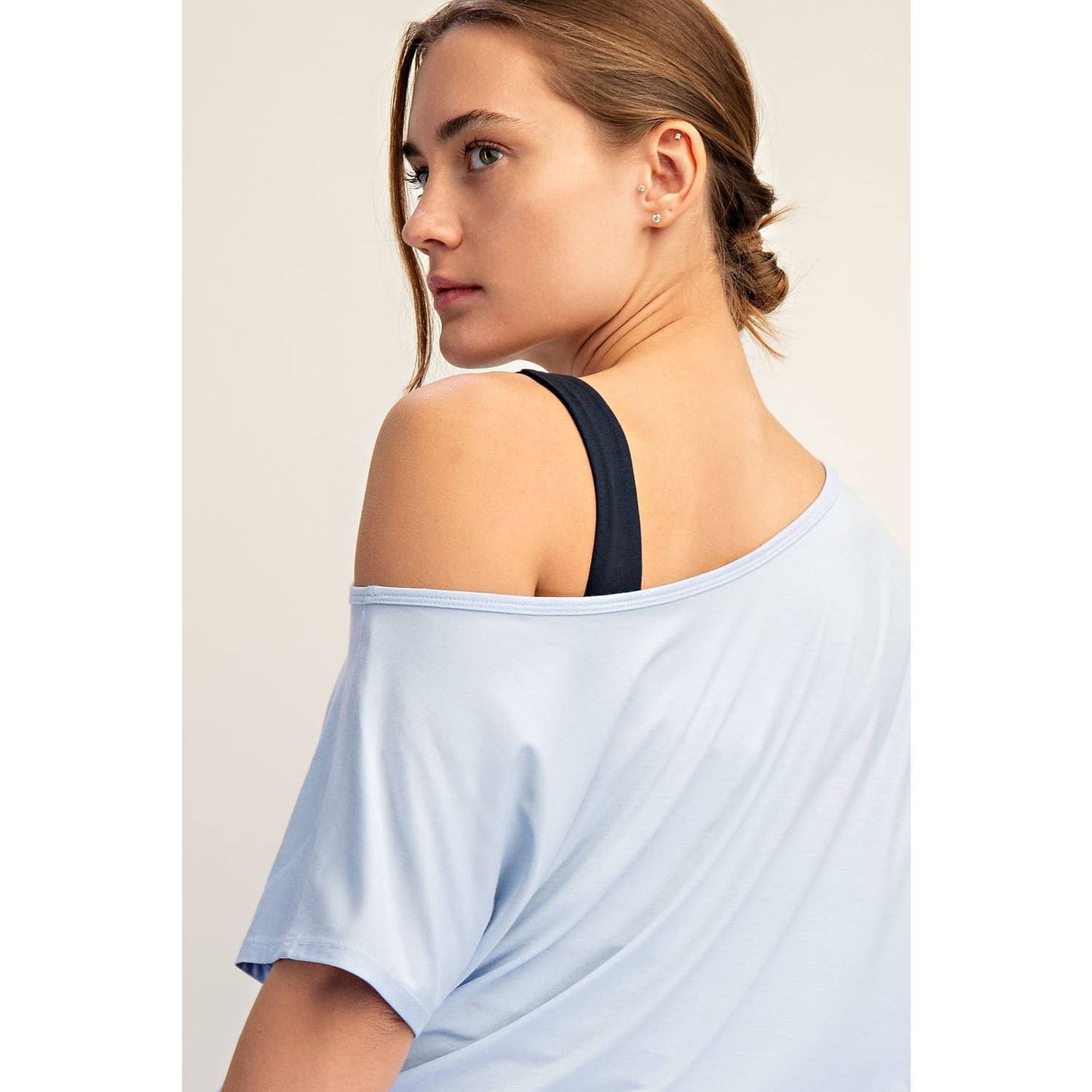 Viscose Modal Cropped Off Shoulder Top