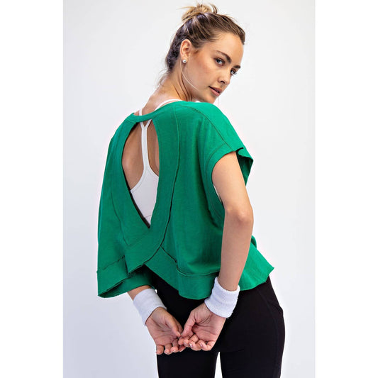 Cotton Slub Open Back Top